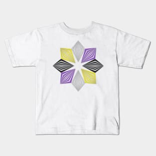 Non-Binary Pride Flag Colored Geometric Starburst Kids T-Shirt